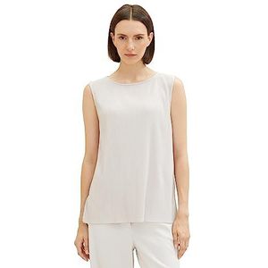 TOM TAILOR Dames T-shirt top met plissé, 16339-wolken grijs, XL