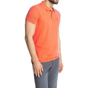 edc by ESPRIT Poloshirt voor heren in neonkleuren, slim fit, Oranje (tangerine Orange 834), XXL