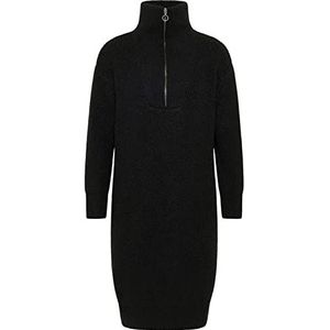DreiMaster Vintage Dames gebreide jurk met lange mouwen midi naemi, zwart, XL