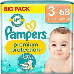 Pampers Pampers Premium Protection Maat 3, 68 luiers, 6 kg - 10 kg, comfort en bescherming voor de gevoelige huid