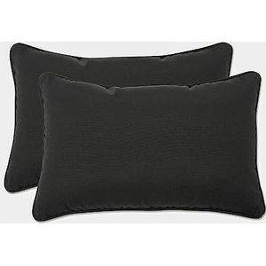 Pillow Perfect Outdoor Fresco kussen, rechthoekig, met snoer, zwart, 2 stuks
