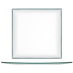 H&h set 6 piatti in vetro quadro trasparente cm25