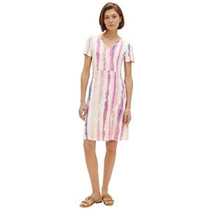 TOM TAILOR Dames Jurk 1035234, 31722 - Pink Tie Dye Stripe, 34