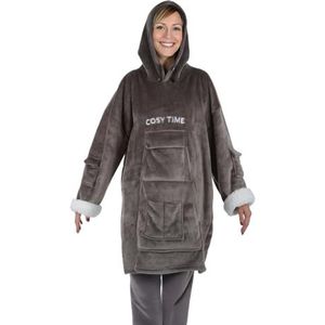 COZY TIME FLANELLEN HOODIE GRIJS