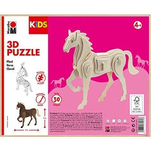 Marabu 317000000023 KiDS 3D houten puzzel paard, met 30 puzzelstukjes van FSC-gecertificeerd hout, ca. 18 x 16 cm groot, eenvoudige steektechniek, voor individueel beschilderen en vormgeven