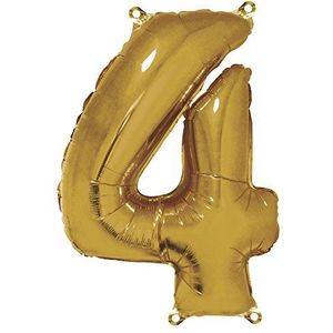 Rayher Hobby getal 4 folie-/partyballonnen, goud, 96 cm hoog, voor lucht- en heliumvulling