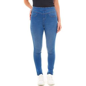 M17 Vrouwen Dames Denim Jeans Jeggings Beeldhouwen Trek Op Skinny Fit Casual Katoenen Broek Met Zakken, Helder blauw, 42
