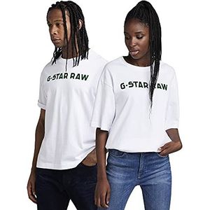 G-STAR RAW Heren Unisex Flock Boxy R T T-shirt, wit (White C336-110), M