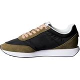 Calvin Klein - Zwarte Leren Dames Sneaker - Veelkleurig - Groene Accenten