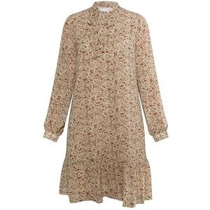 FRAULLY Midi-jurk voor dames, met bloemenprint, crème, meerkleurig, XXL