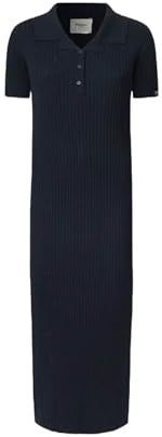 Pepe Jeans - PATRICIA - Jurk - Blauw - Lange Rib Jurk met Korte Mouwen