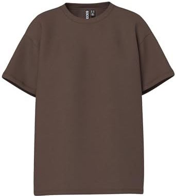 PIECES - PCSKYLAR - T-shirt - Bruin - Wijde Pasvorm - Halve Mouw