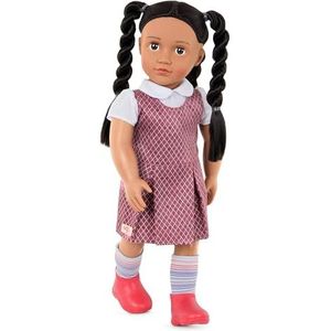 Our Generation Frederika Schoolpop, 46 cm, beweegbare pop met kleding en accessoires, schooljurk en gevlochten haar, speelgoed vanaf 3 jaar