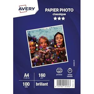 Avery - 100 vellen glanzend A4-160 g/m² fotopapier - Inkjet