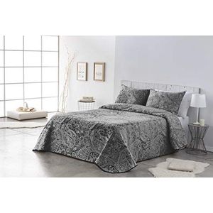 VIALMAN Sofia 29 Super Kingsize bedsprei met kasjmier design, paisley sprei, 270 x 270 cm, sprei bed en sofa sprei, antraciet