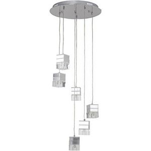 Brilliant Tanila hanglamp, 6-vlammig, G9, 6 x 28 W / 370 lm, 2800 K, metaal/kunststof/glas, chroom/transparant G93280 / 15