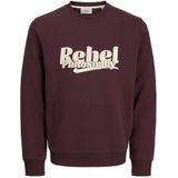 JJ REBEL - Jrebrakim - Sweatshirt - Wijn - Ronde Hals - Heren