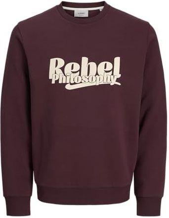 JJ REBEL - Jrebrakim - Sweatshirt - Wijn - Ronde Hals - Heren