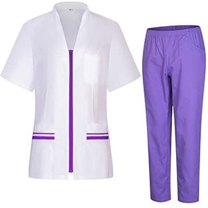 MISEMIYA - Dames gezondheidsuniform - dameshemd en broek - werkkleding voor dames 712-8312, Paars 22, L