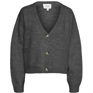 VERO MODA Vmgemma Ls V-hals gebreide cardigan VMA Noos pullover, dark grey melange, S