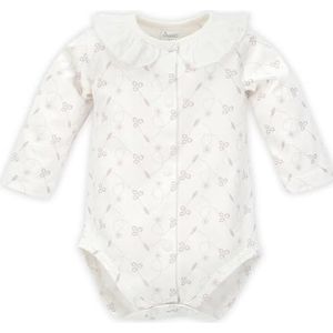 Pinokio Bodysuit buttoned Long Sleeve Charlotte, 95% katoen 5% elastaan, uniseks 50-68 (62), Ecru Charlotte Floral, 62 cm