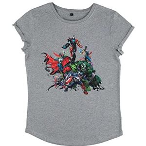 Marvel Venom Avengers T-shirt met opgerolde mouwen, gemêleerd grijs, S, grijs (melange grey), S