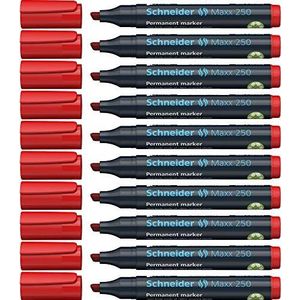 Schneider Maxx 250 permanente marker (lijndikte: 2 + 7 mm, navulbaar) verpakking van 10 rood