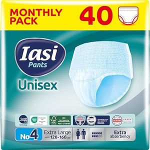 IASI Uniseks pants, hoge bescherming, 40 wegwerp-onderbroeken, extra absorptievermogen, maat XL, 40 stuks