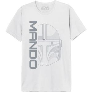 Star Wars Mandalorian - Mando Icon and Logo, MESWMANTS206 heren-T-shirt, wit, maat XXL, Wit, XXL
