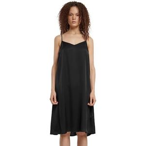 Urban Classics Damesjurk van viscose/satijn, slip-jurk, zwart, XL