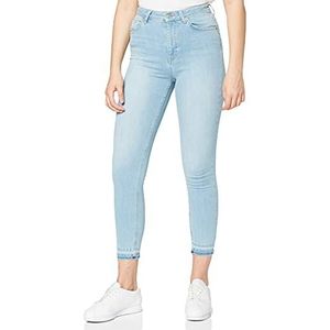 NA-KD Skinny jeans met hoge taille en open zoom voor dames, Lichtblauw, 34