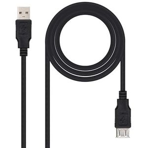Levitantes USB 2.0 verlengkabel, 3 meter, type A-stekker, A-stekker, A-bus, zwart, compatibel met spelconsoles, camera's, printers enz