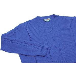 Libbi Chique gebreide trui voor dames met prismatische uitsparingen, acryl, blauw, wit, strepen, maat XS/S, Blauw wit strepen, XS