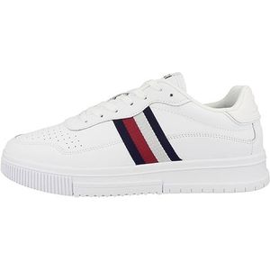 Tommy Hilfiger Heren Supercup lederen strepen Fm0fm04824 Cupsole Sneaker, Wit, 46 EU