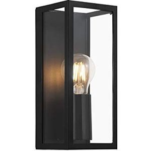EGLO Amezola Wandlamp met 1 lichtpunt, industrieel, vintage, wandlamp voor binnen van staal en glas, voor woonkamer/hal/badkamer, zwart/helder, E27-fitting, IP44