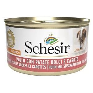 Schesir, Natvoer voor volwassen honden met kip, aardappelen en wortelen, in zachte gelei (24 blikjes à 85 g)