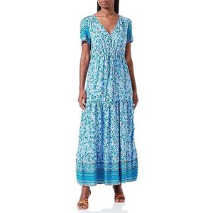 usha FESTIVAL Dames maxi-jurk met bloemenprint 15926602, lichtblauw meerkleurig, M, Lichtblauw meerkleurig, M