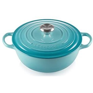 Le Creuset La Marmite kenmerkende geëmailleerde gietijzeren braadpan met deksel, 26 cm, 4,1 liter, groenblauw, 21114261700430