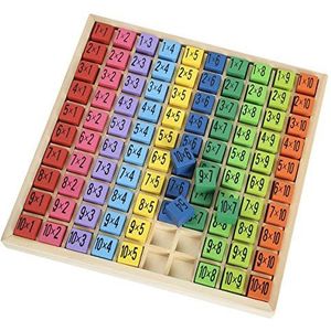 ROBUD Montessori Multiplicatiebord, hout, rekenplank, 10 x 10, multiplicatie, leren, bordspel