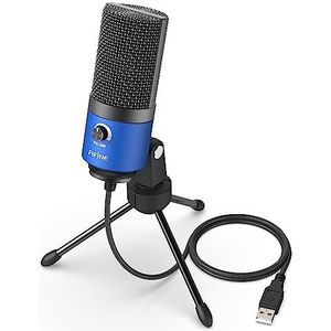 FIFINE USB-microfoon PC, microfoon voor MAC PS4 PS5, streaming microfoon met standaard, studiokwaliteit opname condensator-microfoons - blauw