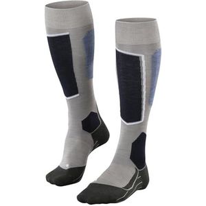 FALKE Heren Skisokken wol functioneel materiaal warm dun 1 paar, Grijs Mid Grey Melange 3539, 42-43