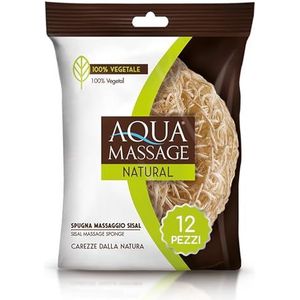 ARIX 12 massasponzen van sisal uit de lijn Aqua Massage Natura, verstevigende peelingspons voor gemengde en vettige huid, ontspanningsspons voor douche en bad, 12 stuks