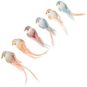 Artemio 13001064 Set met 6 decoratieve vogels, pastel, 10 cm, 6 stuks