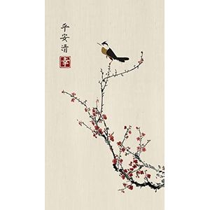 AG Design Japanse Sakura met vogel, gordijnen voor woonkamer, keuken, slaapkamer, tuinhuis, 140 x 245 cm, 1-delig, FCP L 6595, meerkleurig