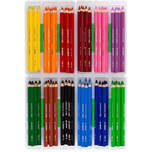 JOLLY X-Big Kinderdagkoffer, 96 kleurpotloden in 12 kleuren, in praktische helkelbox met deksel, uitneembare pennenvakken, onbreekbare en kindervaste kleurpotloden