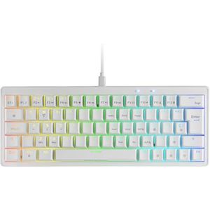 Mars Gaming MKMINIPRO, Ultra-Compact Mechanisch 60% Toetsenbord, Hot-Swap Mechanische Switches, RGB Chroma Verlichting, Gaming Toetsenbord Antighosting, Multiplatform, Blauw Switch, Spaans, Wit
