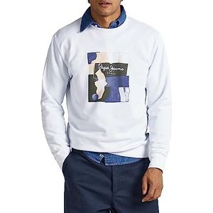 Pepe Jeans Heren Oldwive Crew Sweater, Wit (Wit), M, Wit (wit), M