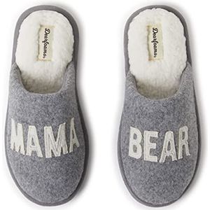 Dearfoams Women's Gifts for Mom Cute Cozy Mothers Day Mama Bear Slipper, Light Heather Grey, 7-8