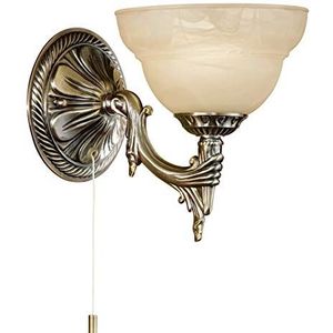 Eglo Marbella Wandlamp,1-lamps, vintage, rustiek, wandlamp binnen, gegoten metaal, albastglas, woonkamerlamp, hallamp, gepolijst, champagne-kleur, lam
