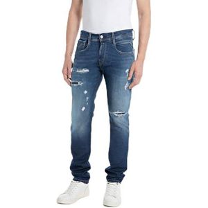 Replay Anbass Hyperflex Original Broken and Repaired collectie voor heren, slim fit jeans, 007, donkerblauw, 31W / 32L